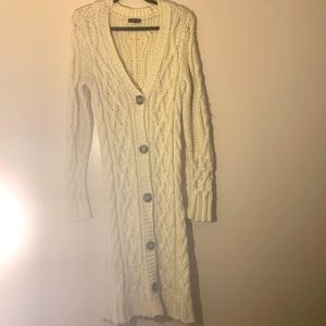 Long cable-knit cardigan